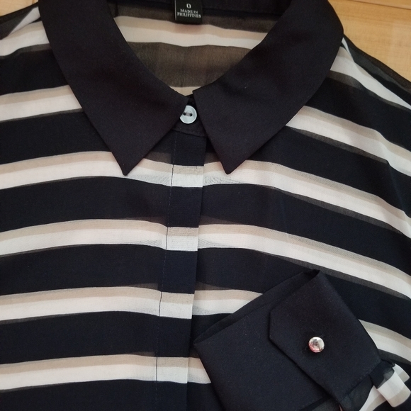 Ann Taylor stripe button collar shirt, size 0 - Picture 3 of 5